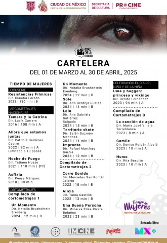 Cartelera Cine en la Ciudad: Del 1 de marzo al 30 de abril 2025
