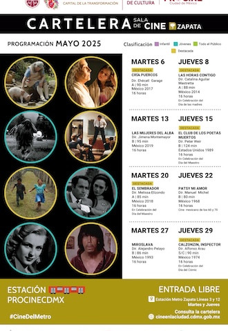 Cartelera Estación PROCINECDMX Mayo 2025