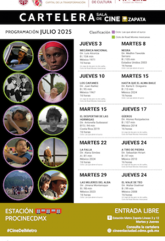 Cartelera Estación PROCINECDMX Julio 2025